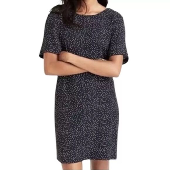 Madewell Zip Back Polka Dot Shift Mini Dress Black White Size 6 Zipper Back - Picture 3 of 15